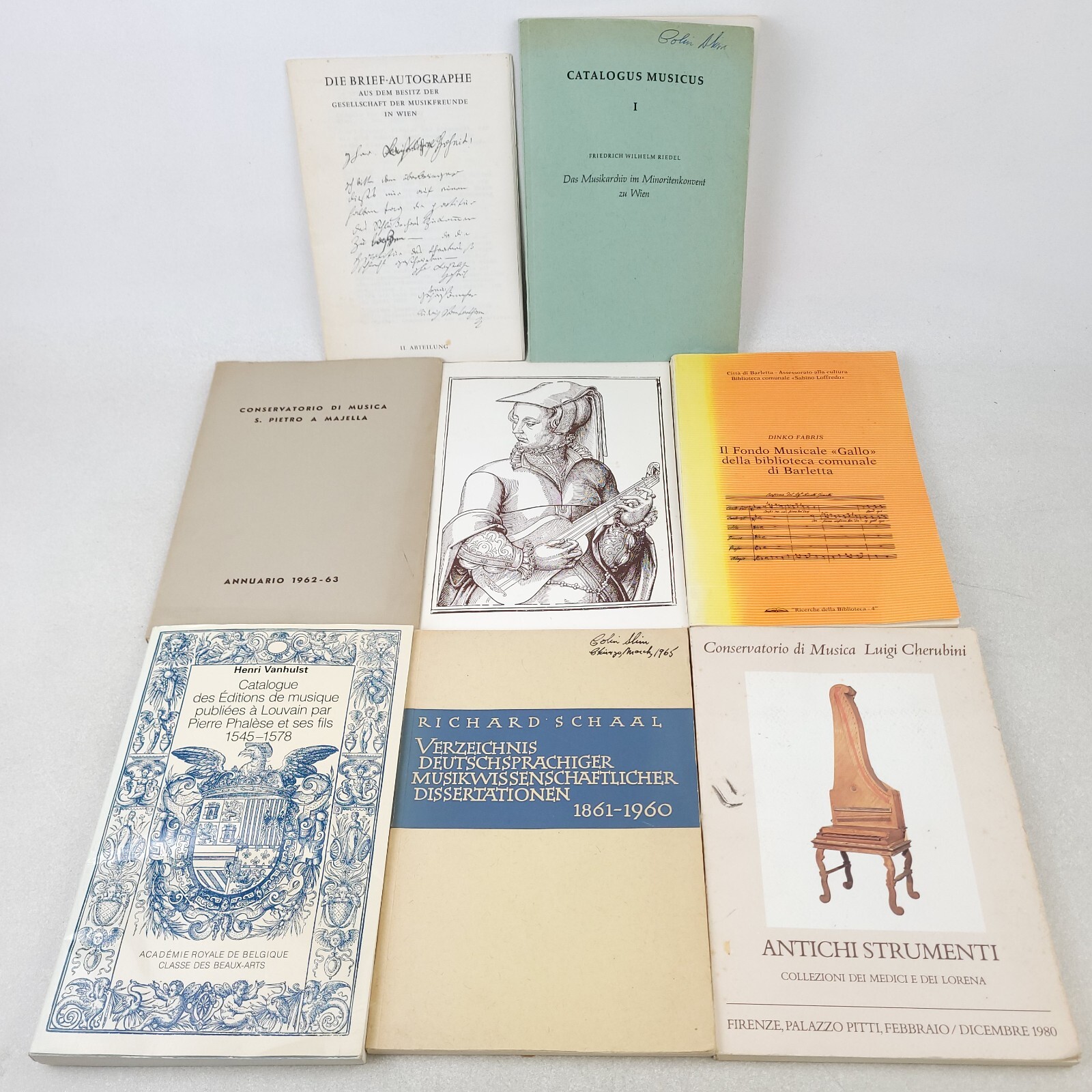 Lot of European Musicology Catalogues and Auction Guides on Rare Instruments