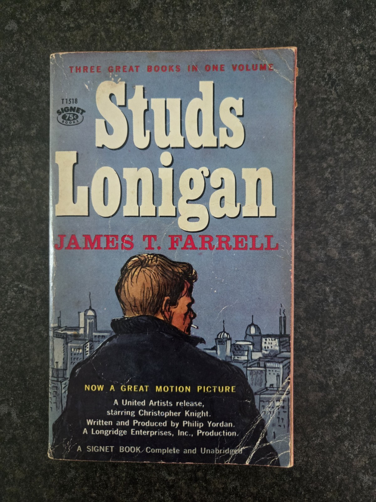 Studs Lonigan James Farrell Vintage 1960 Signet 3 Books in 1 Volume Movie Tie-in