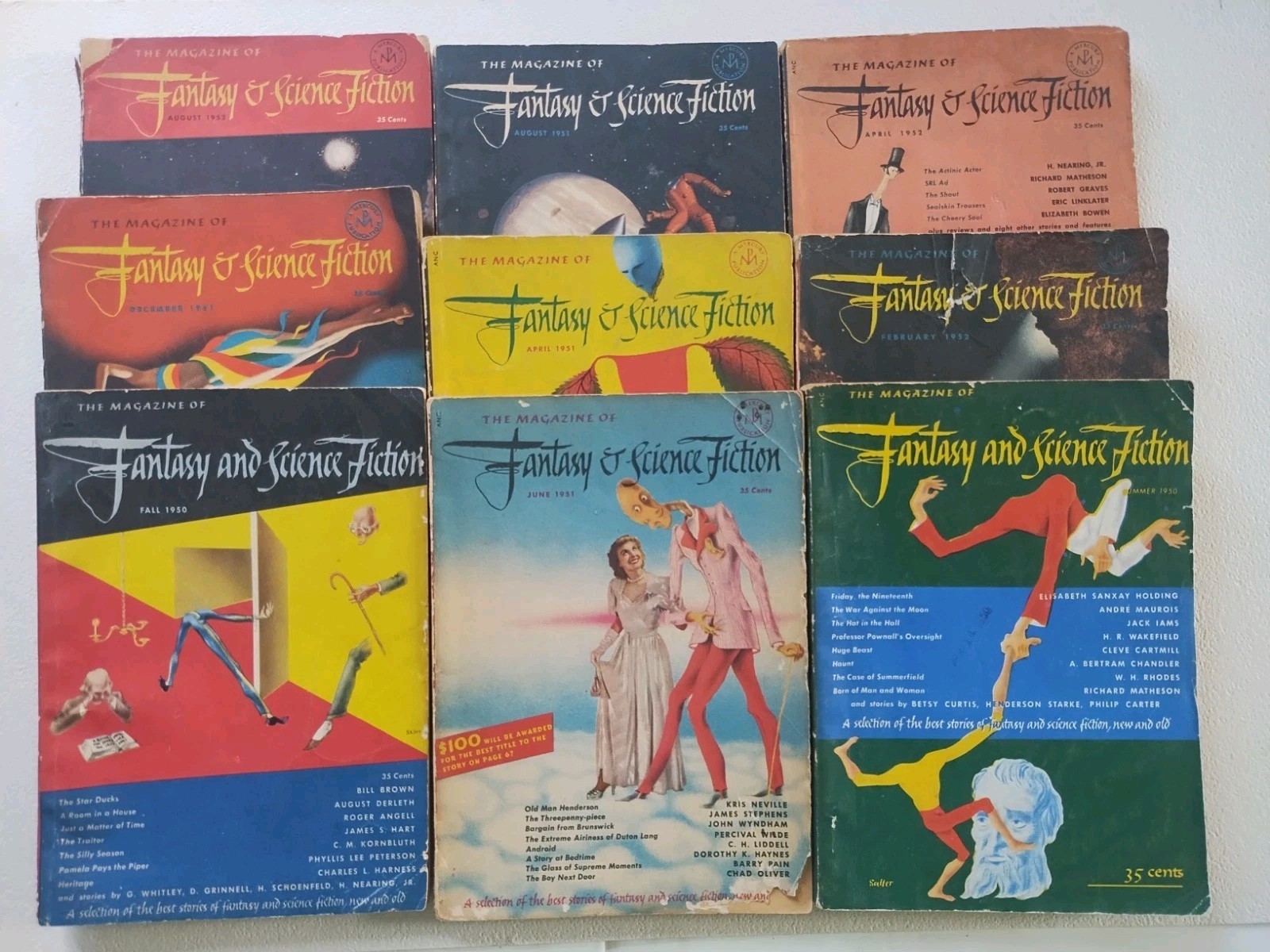 Lot Of (9) The Magazine of Fantasy and Science Fiction Vintage 1950’s – (G) Good