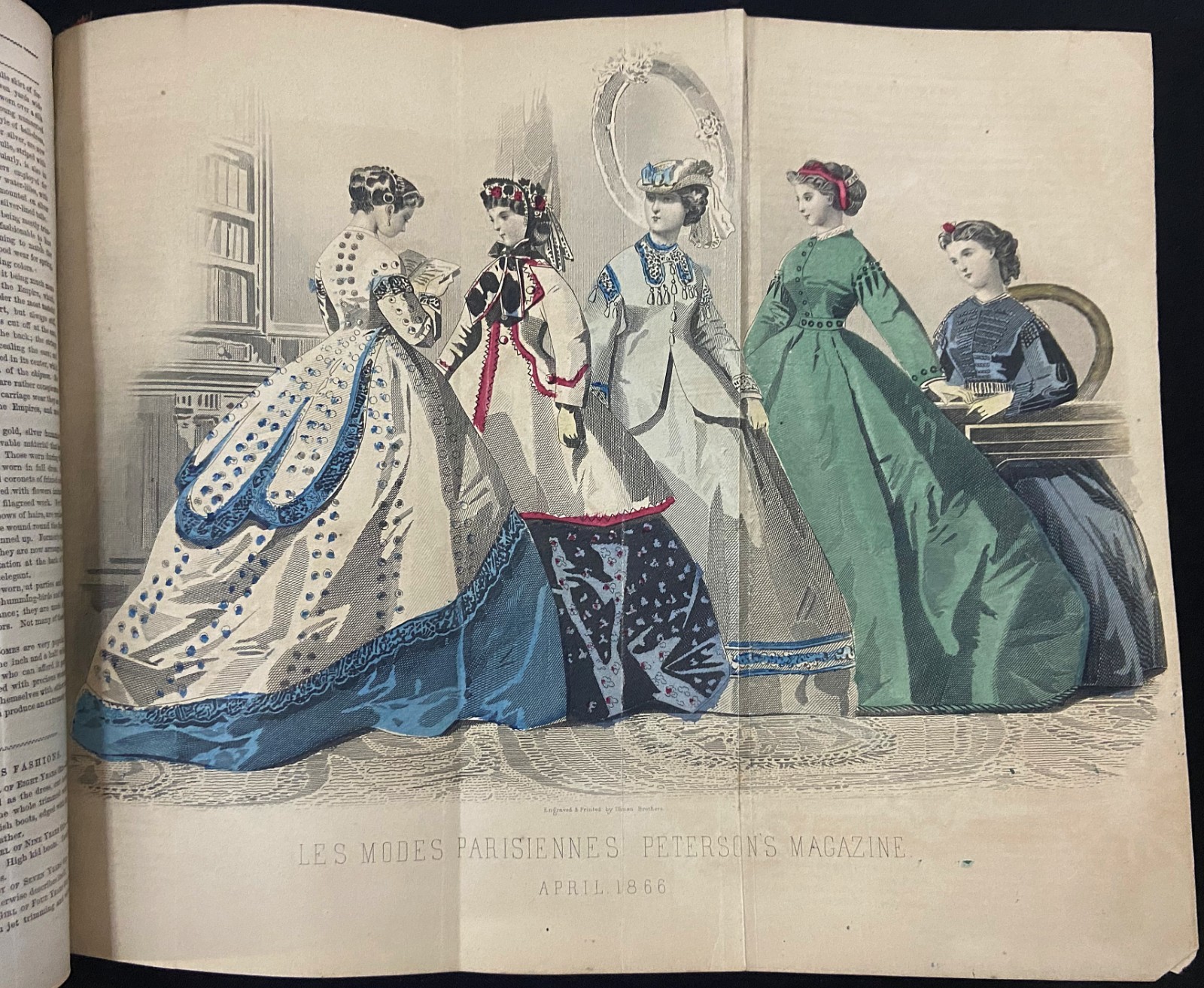 1866 PETERSON’S MAGAZINE Victorian Fashion 11 HAND COLORED PLATES Antique Book