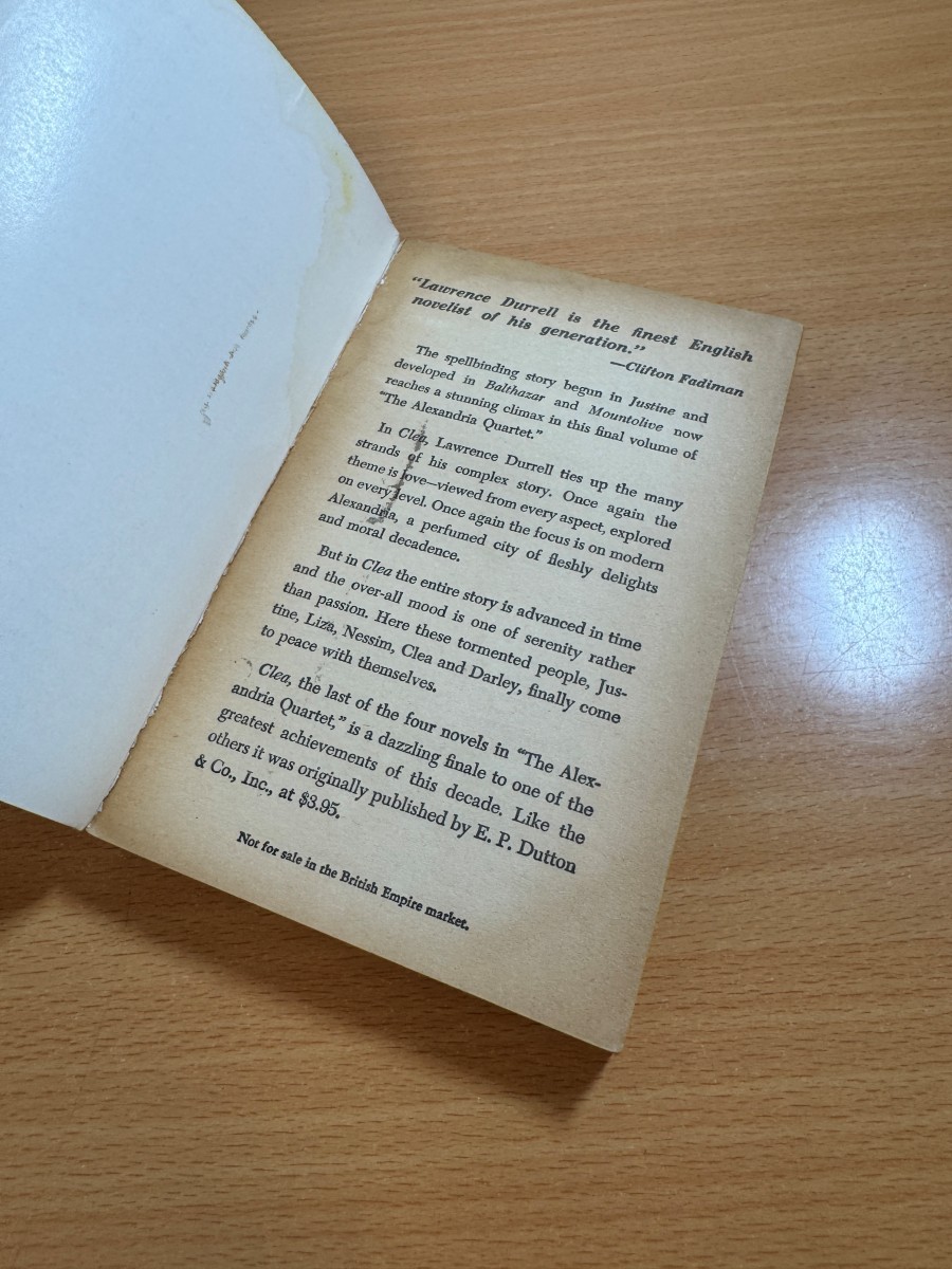 Clea by Lawrence Durrell 1961 Paperback Pocket Books, Inc 3rd Printing