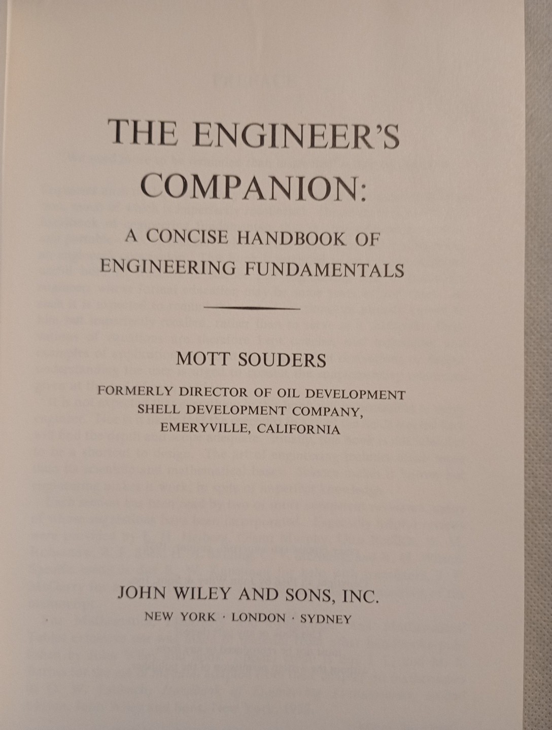 The Engineer’s Companion By Mott Souders (1967 Hardcover) John Wiley and Sons