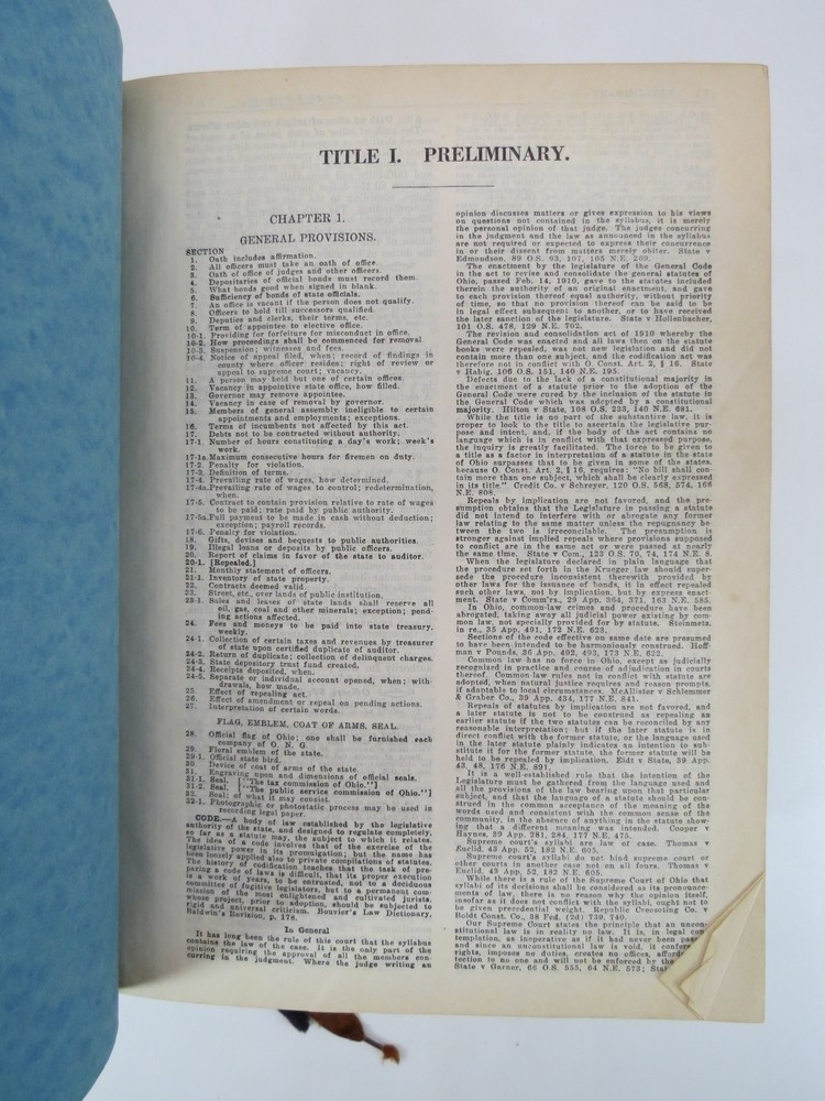 THROCKMORTON’S OHIO CODE ANNOTATED BALDWINS 1936 by William Edward Baldwin 1936
