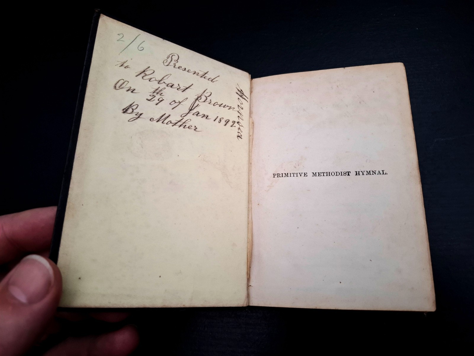 1896 – Primitive Methodist Hymnal, Fine Black Leather Bound