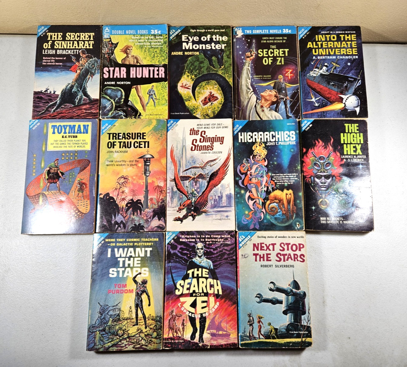 Lot of 13 Vintage Ace Double Novels Science Fiction Paperback Books