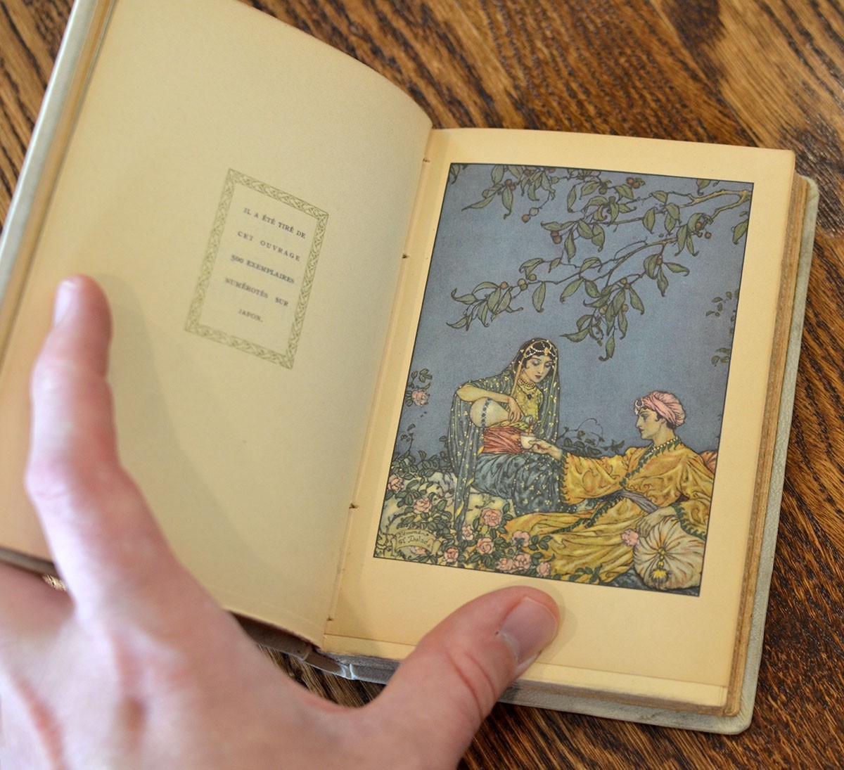 [Fine Binding | Painted Vellum] Les Ghazels de Hafiz, Full vellum binding