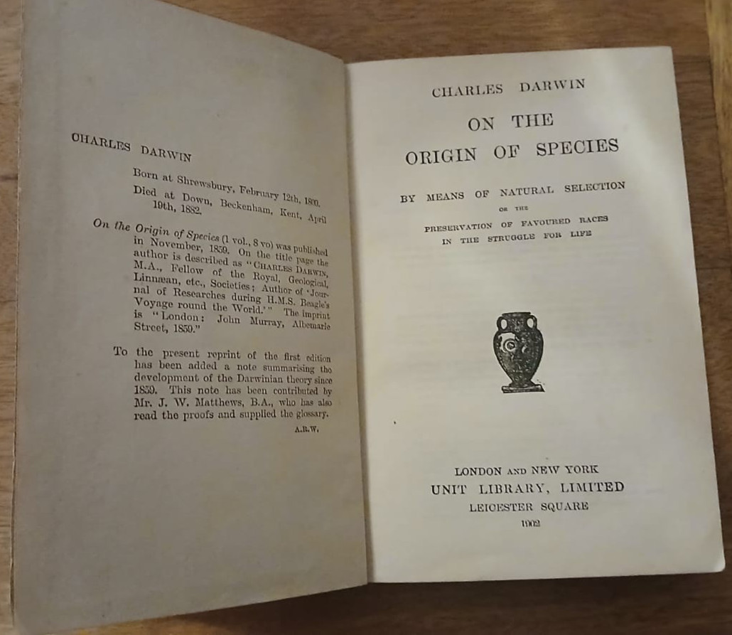 The Origin Of Species The Unit Library 1902 Edition