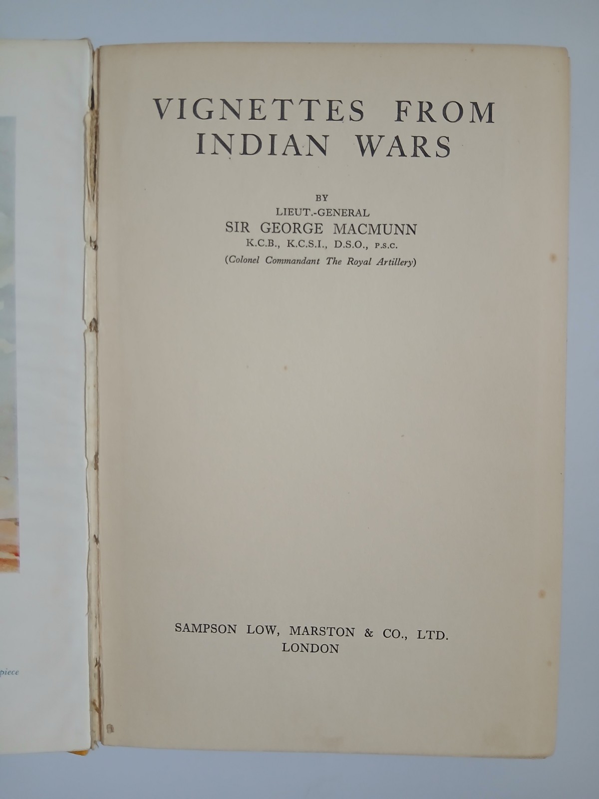 Vignettes From Indian Wars Lieut-General Sir George Macmunn Hardback Sampson Low