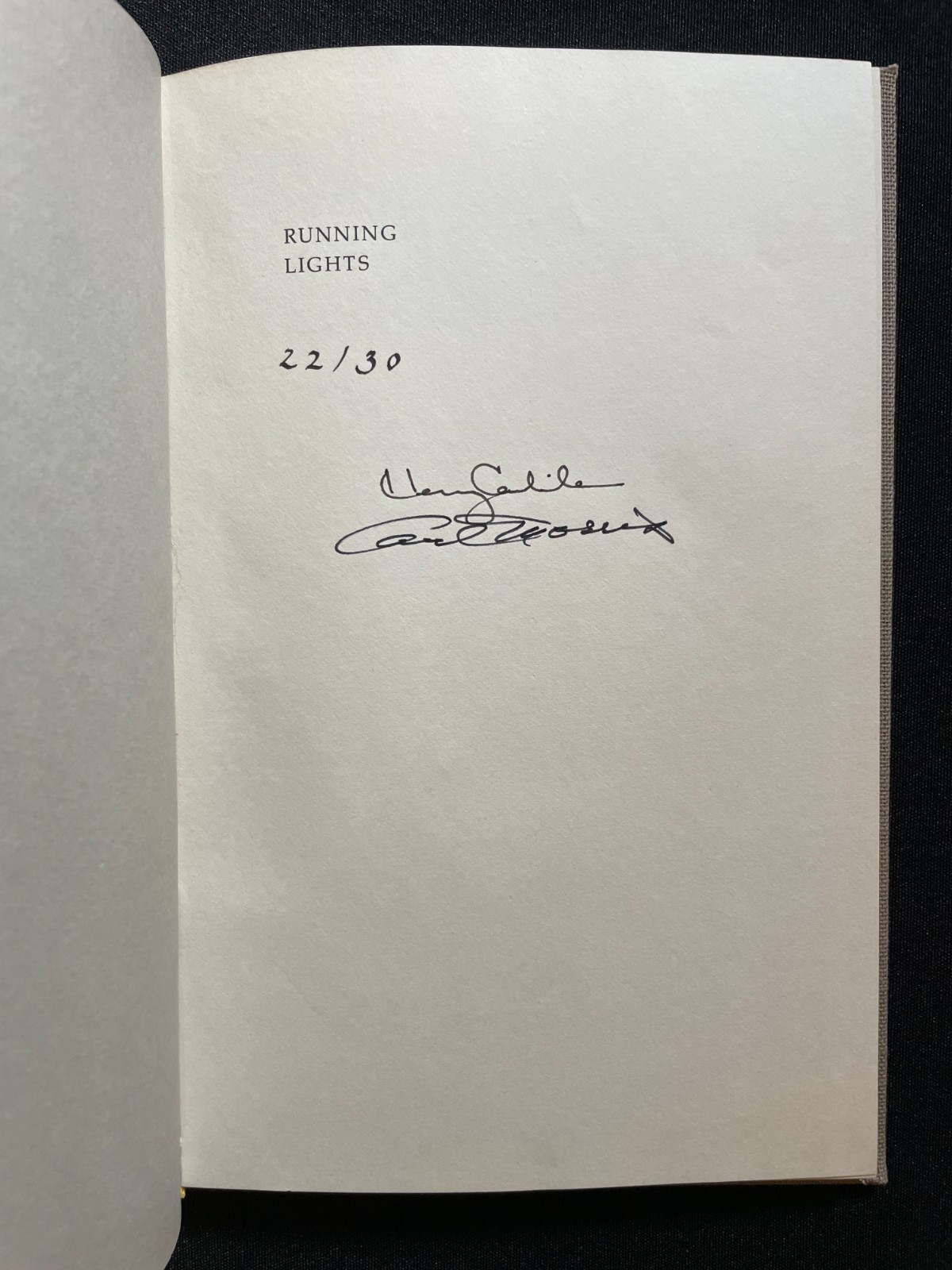 Small Poetry Press – Ltd. Numbered Ed SIGNED „Running Lights“ (Hardcover) 1981
