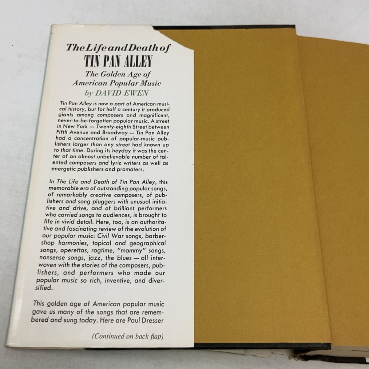 The Life and Death of Tin Pan Alley by David Ewen HC First Edition Very Good 19