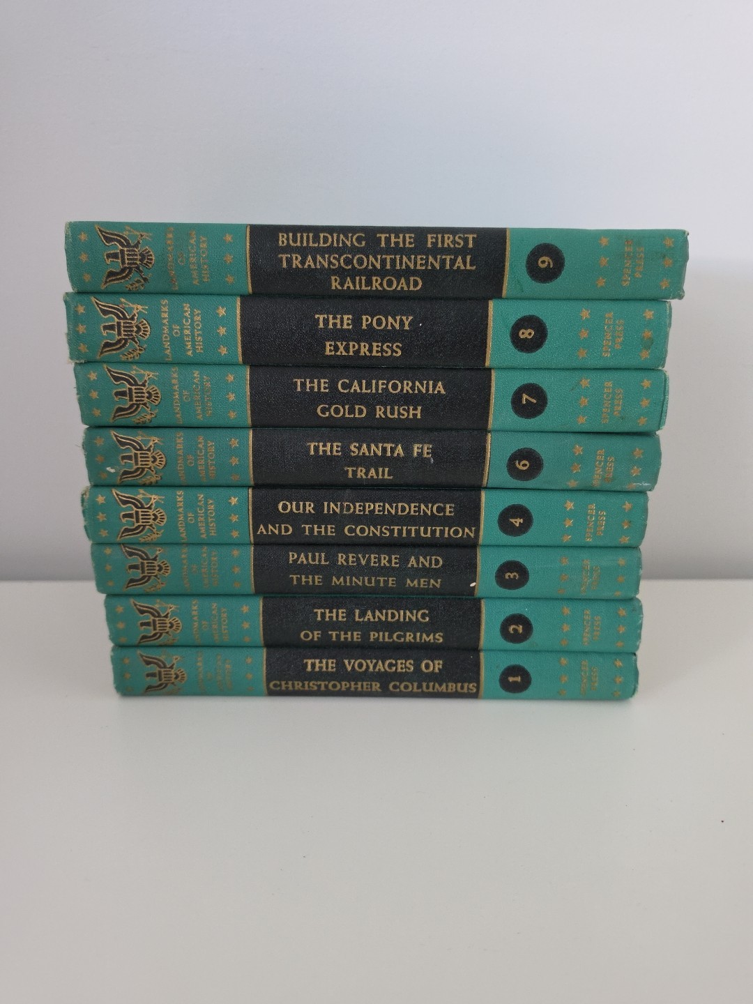 Vtg 1950’s Landmark Of American History 8 Book Set Spencer Press Illustrated