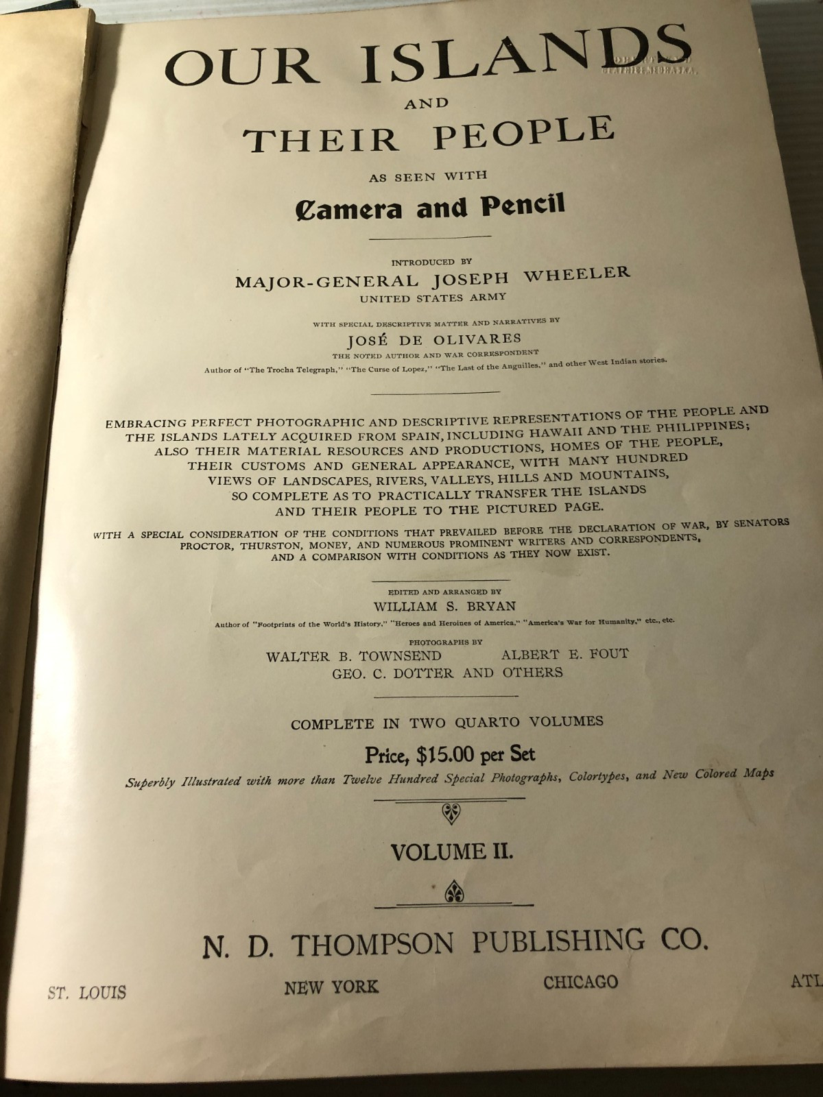 b OUR LANDS and Their PEOPLE in Camera & Pencil 1899 Thompson Pub Joseph Wheeler