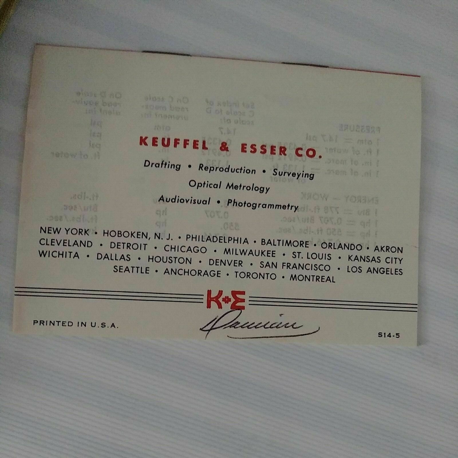 K&E Slide Rule Manual Log Log Duplex Decitrig Keuffel Esser Hardcover
