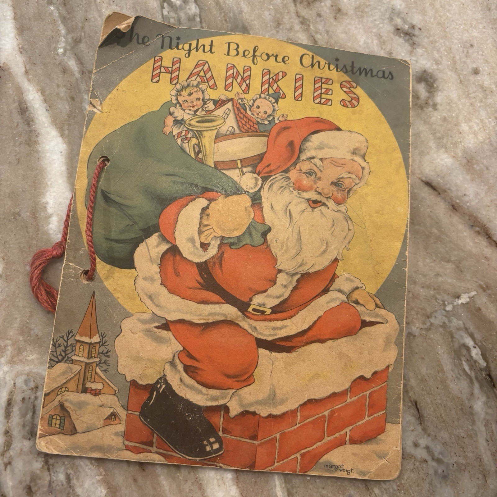 Antique Santa Claus Cover THE NIGHT BEFORE CHRISTMAS HANKIES 1941 Ephemera