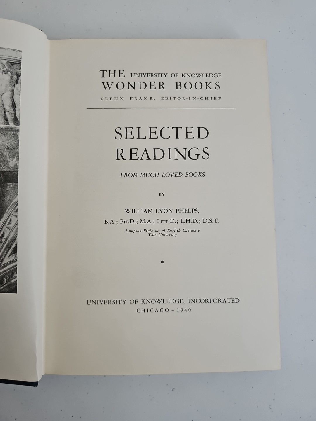 1940 Selected Readings From Much Loved Books William Lyon Phelps Vintage HC