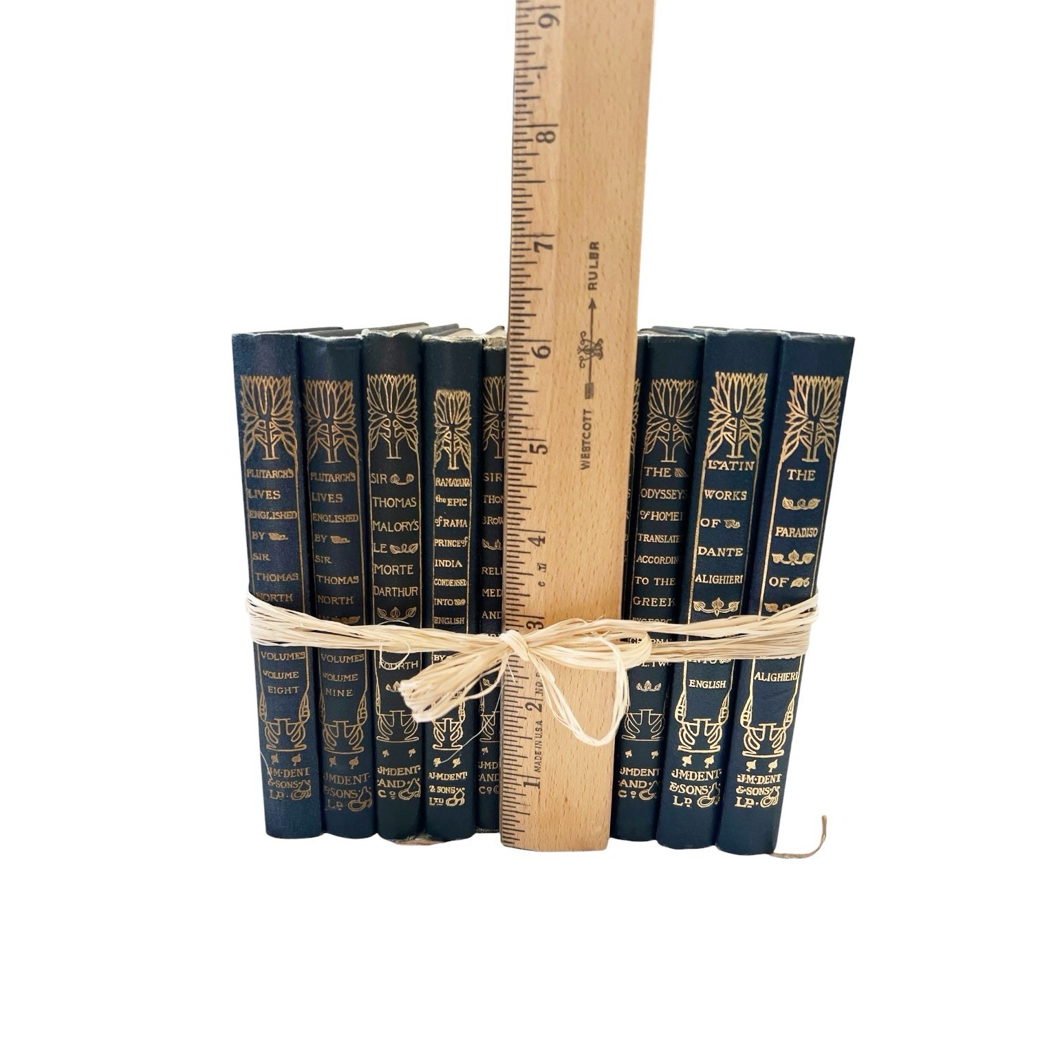 Lot (10) Petite Size Antique Temple Classics Hardcovers, Dante Homer Malory Gilt