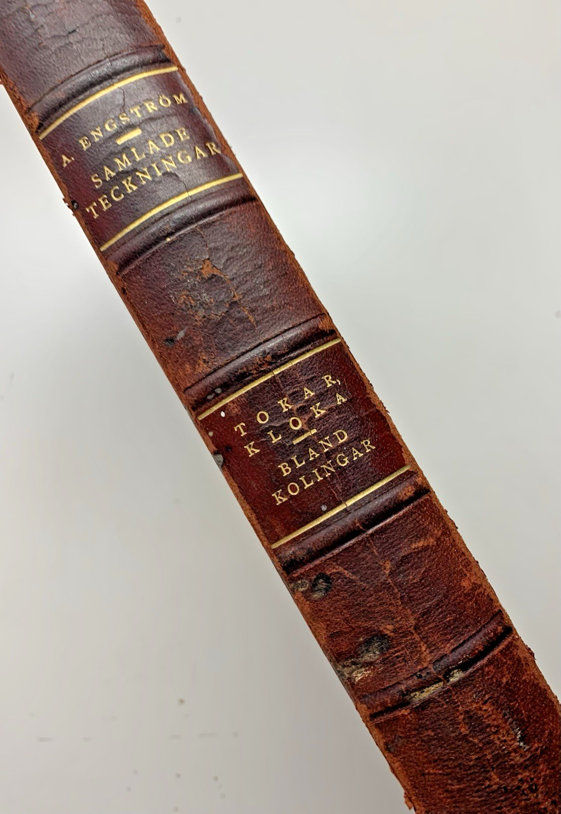 Albert Engstrom GUBBAR Tokar Kloka & Bland Kolingar 1922 HC Leather Spine Corner