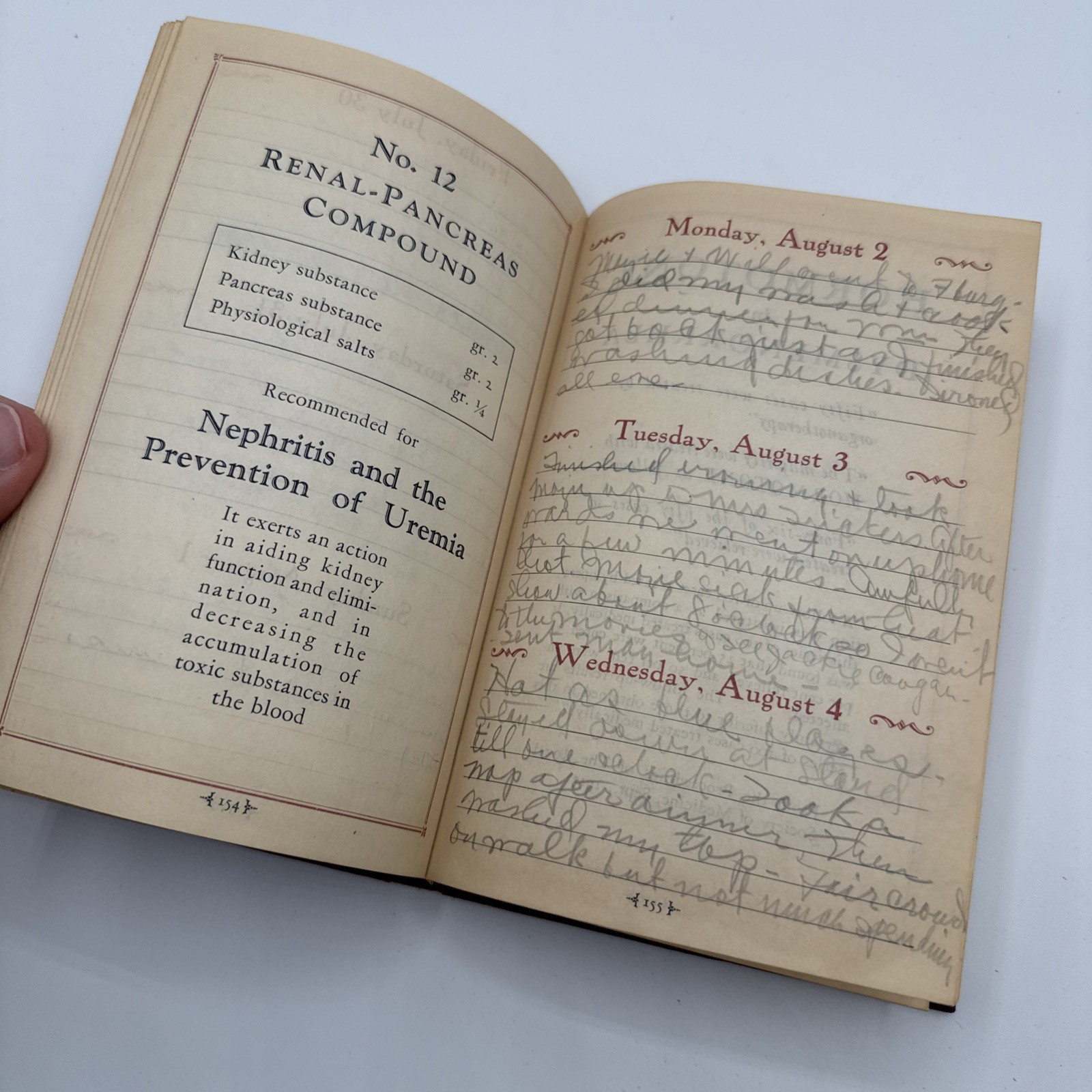 1926 PHYSICIANS DIARY *FULL of ENTRIES* Carnrick Co. Calendar & Medical Info