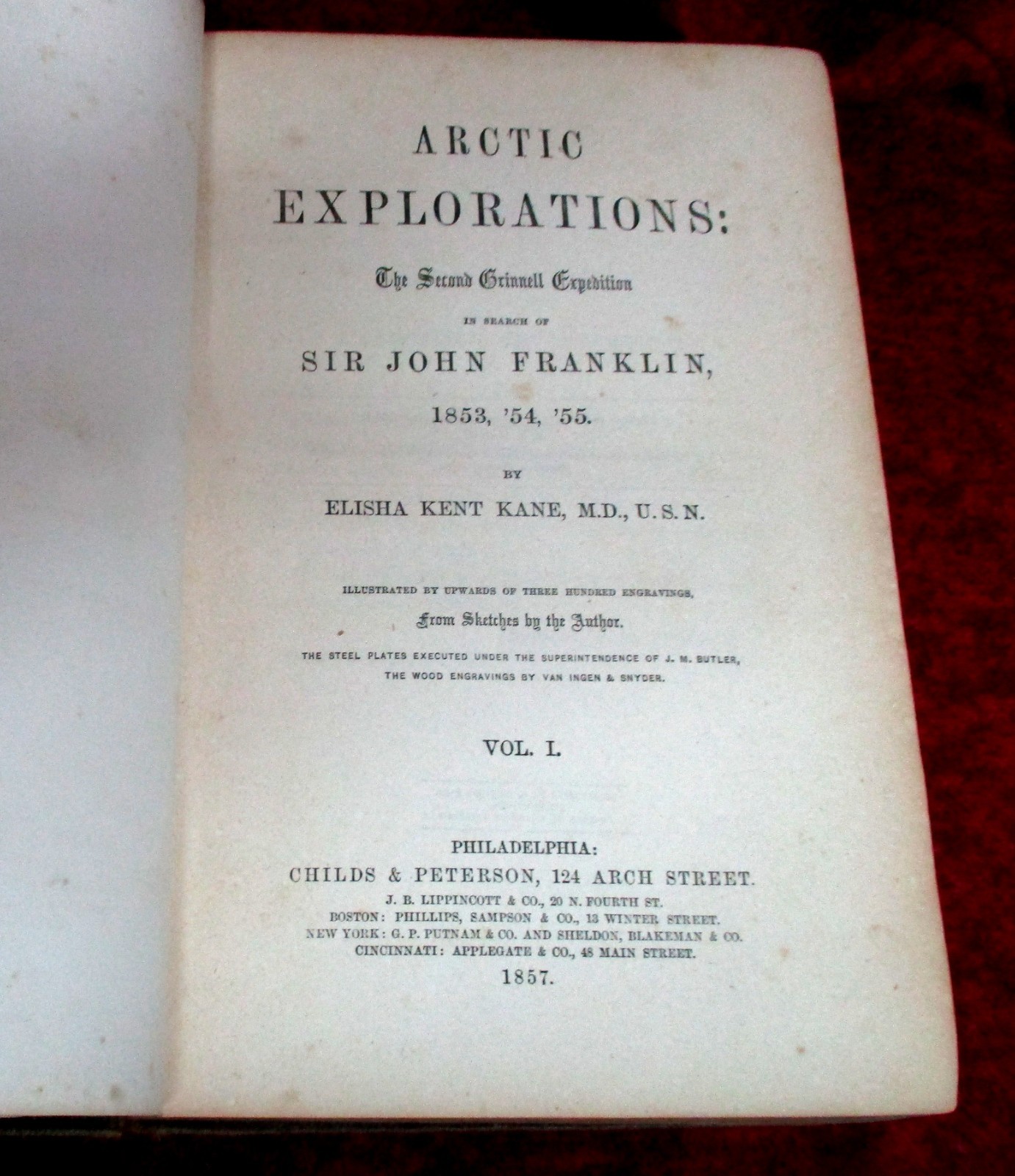 1857 Elisha Kane Arctic Explorations 2 Vol Set Sir John Franklin Antique Book