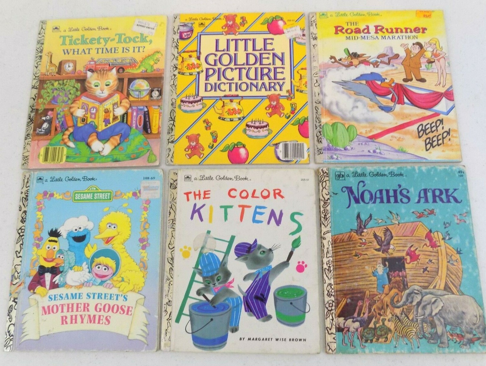 Lot Of 6~Vintage~A Little Golden Book~Road Runner~Sesame Street~Noah’s Ark