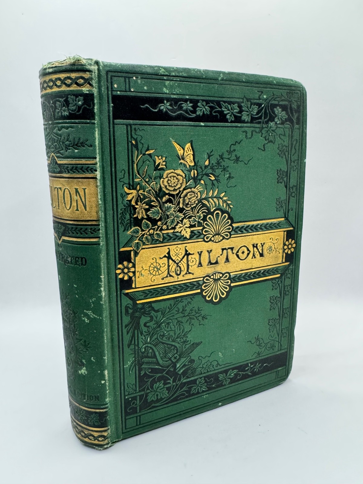 Antique The Poetical Works of John Milton Hard Cover Book Illustrated