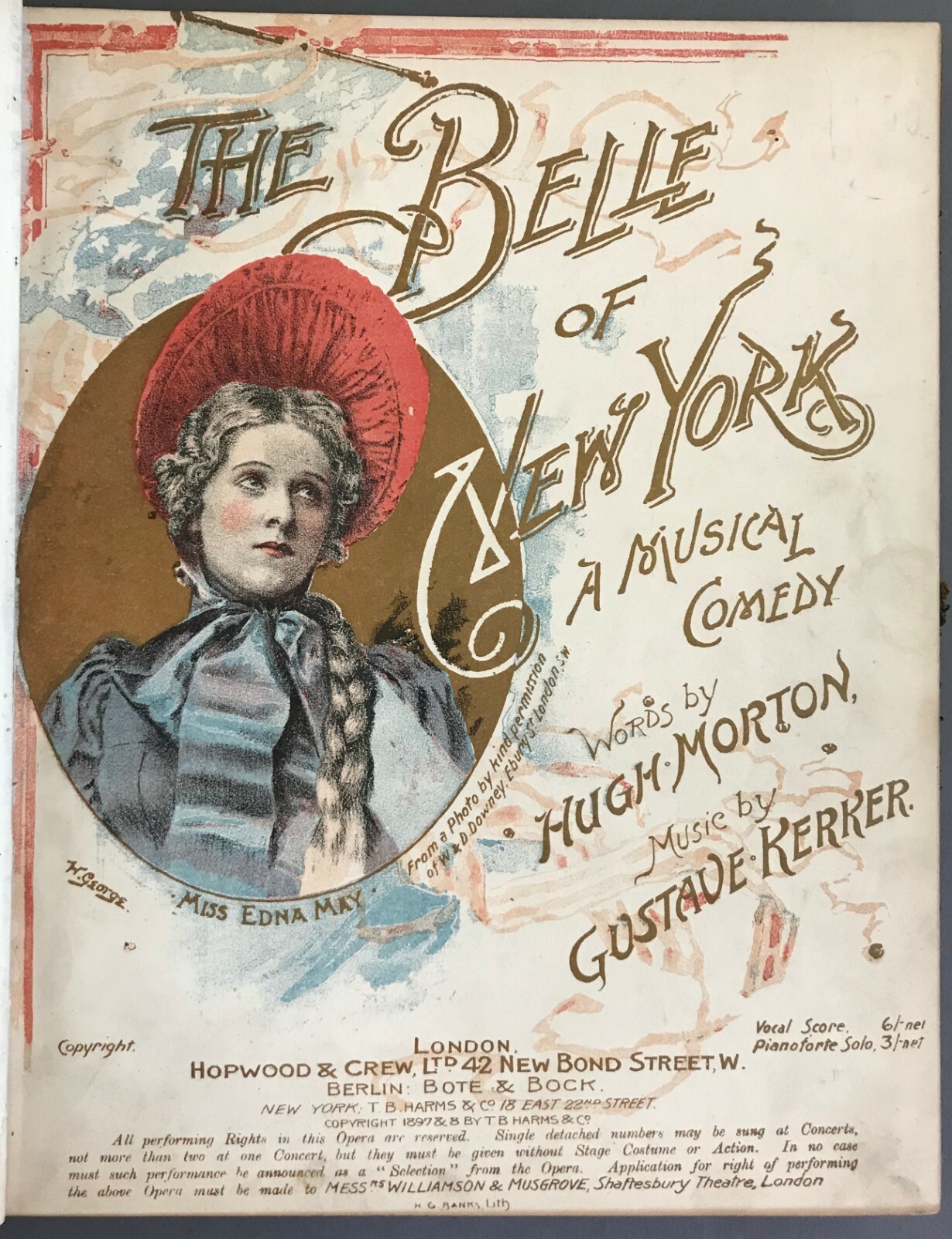 Hugh Morton and Gustave Kerker The Belle of New York Hopwood & Crew 1898