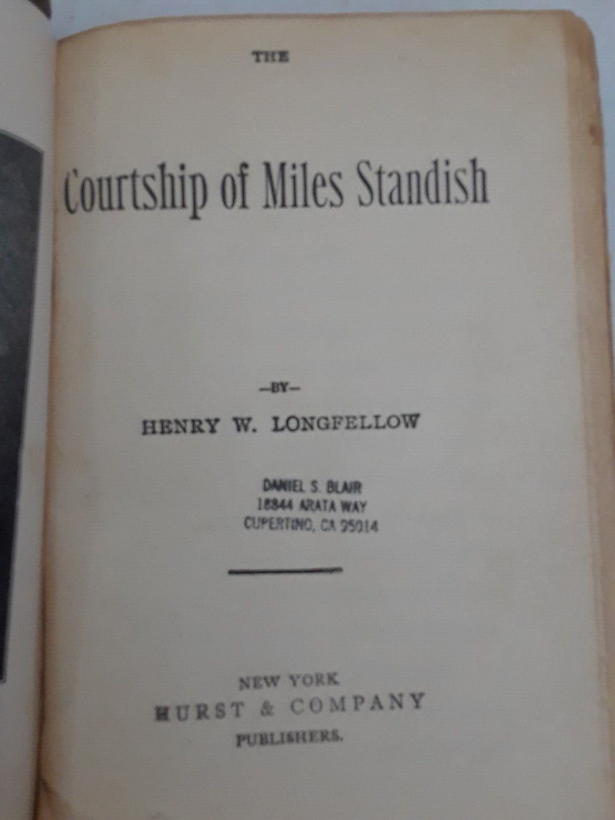 Antique Soft Suede Leather Bound Longfellow’s Courtship of Miles Standish Book