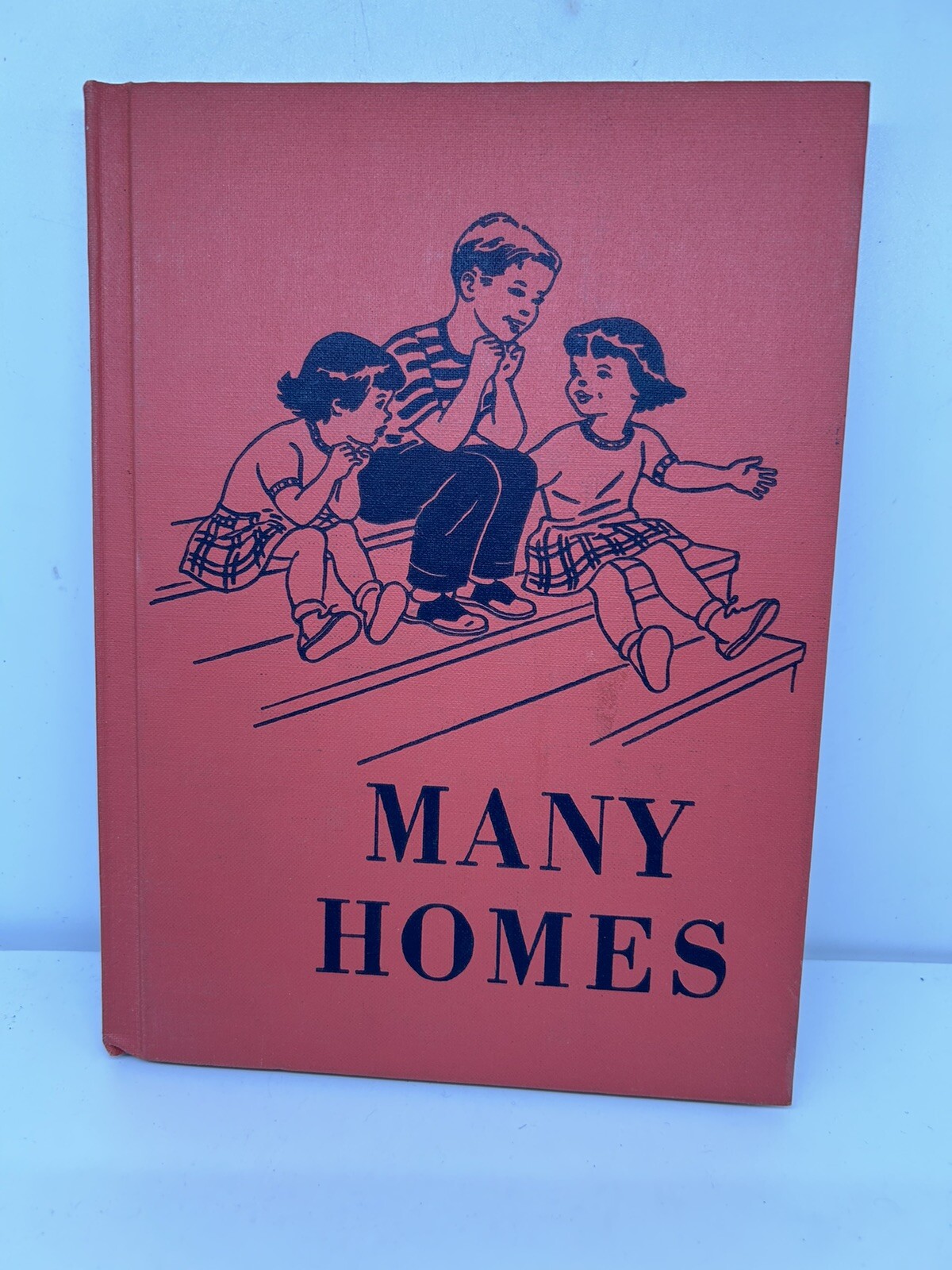 1950 MANY HOMES Vintage Primary Reader Social Studies Textbook Red childrens