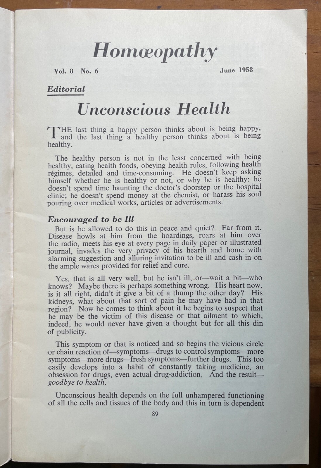 HOMOEOPATHY: BRITISH HOMOEOPATHIC ASSN – ALTERNATIVE NATURAL MEDICINE, June 1958