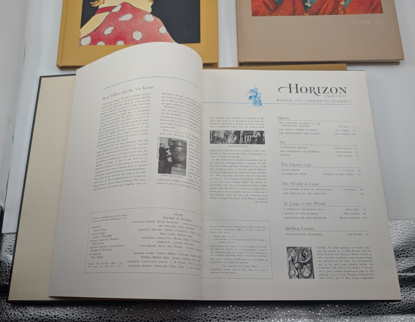 Horizon Magazine of the Arts – Lot of 4 Books by Year 1965 Complete – Vol. VII