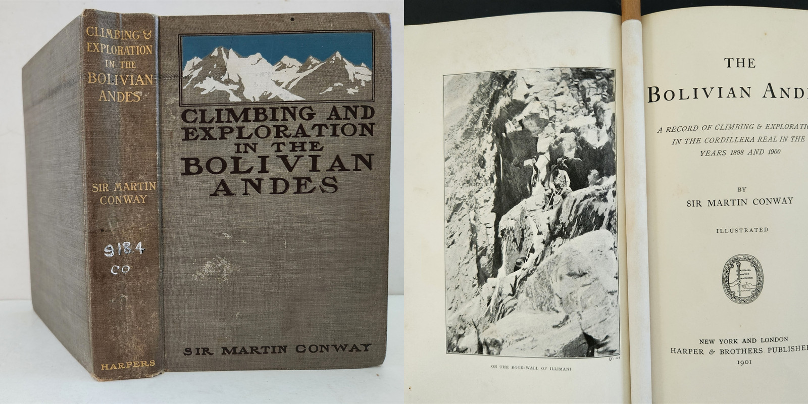 1901 antique MOUNTAIN CLIMBING exploration BOLIVIAN ANDES Cordillera Real