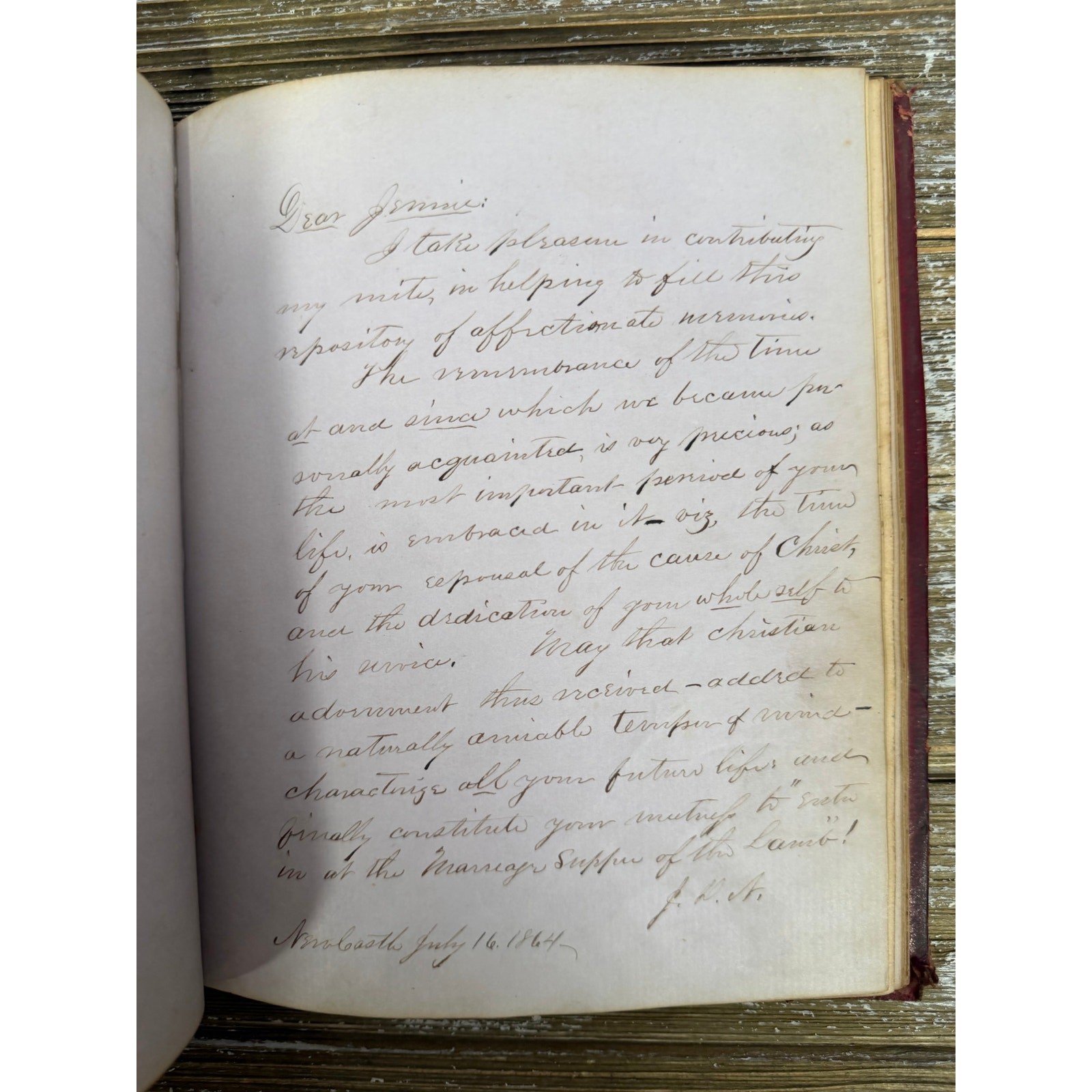 Antique Civil War Era 1860s Love’s Offering Friendship Album Handwritten Notes