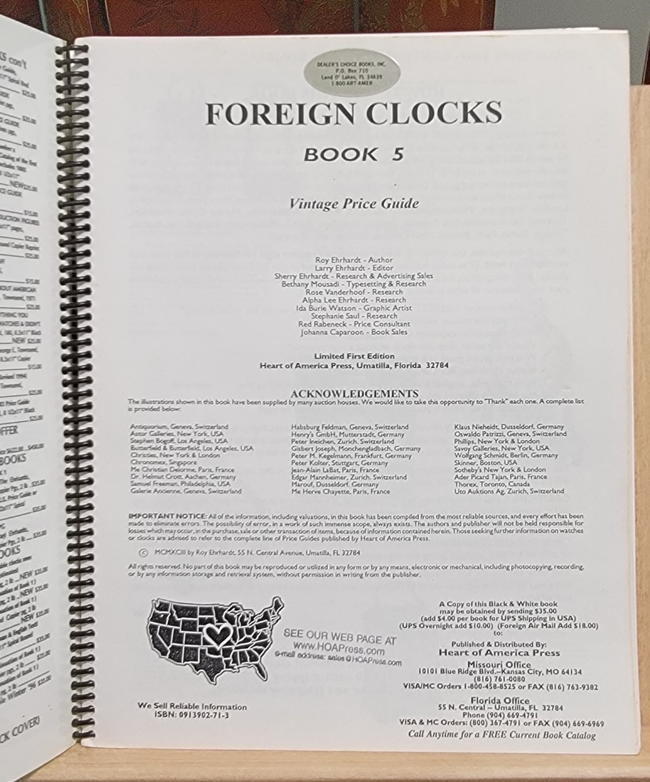 Foreign Clocks Roy Ehrhardt 5 Book Lot Limited First Editions Spiralbound