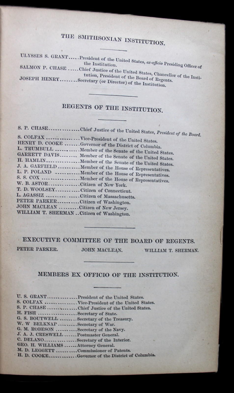 SMITHSONIAN INSTITUTION ANNUAL REPORT FOR 1871 HARDCOVER BOOK PRINTED 1873