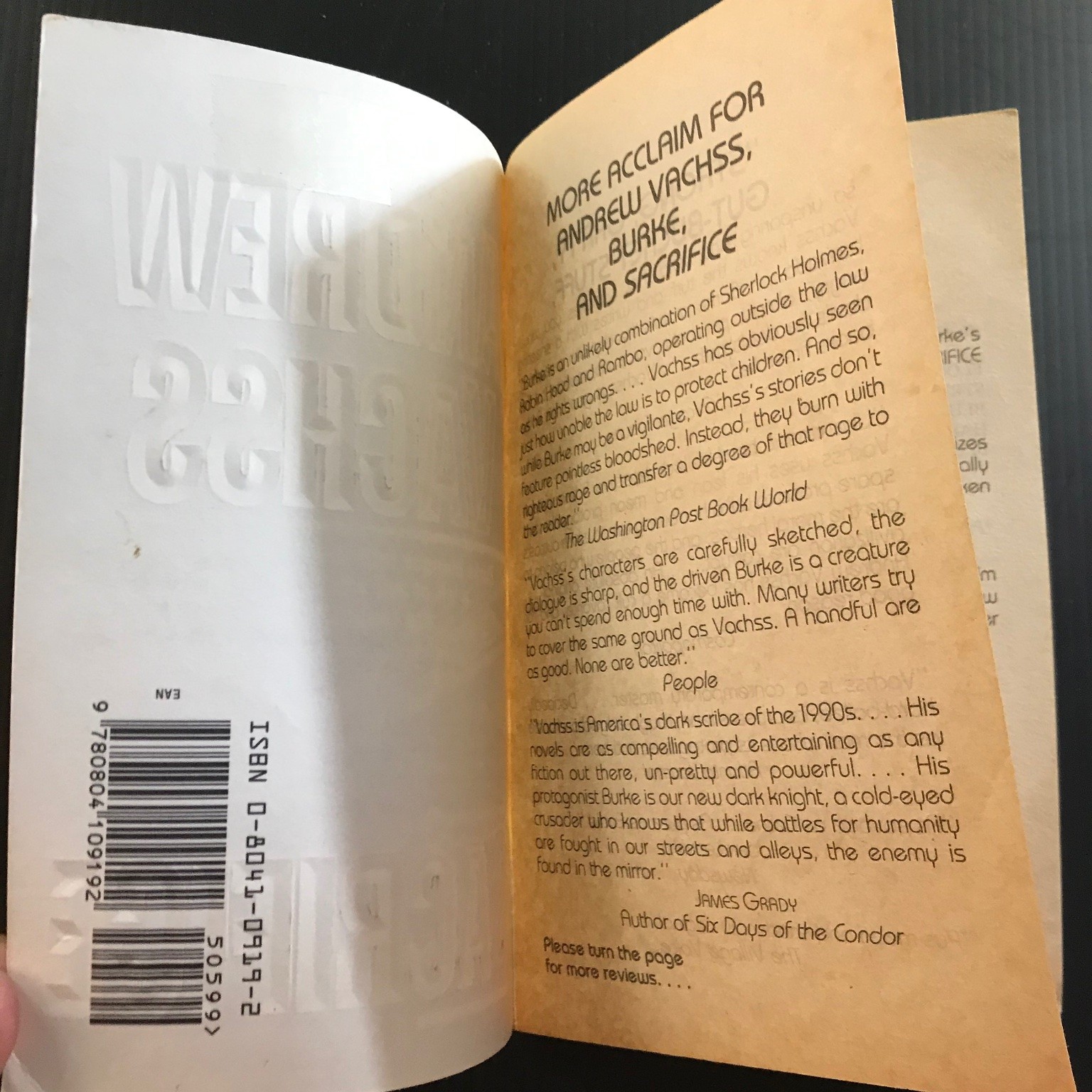 Sacrifice Andrew Vachss First Ballantine Edition 1992 Crime Thriller Novel