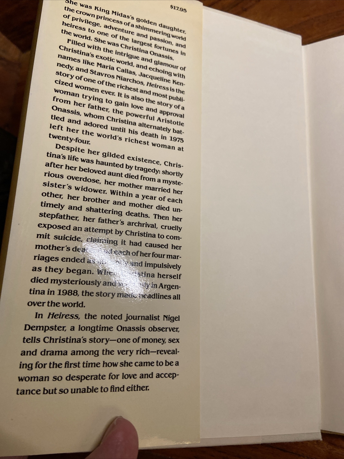 1989 Heiress The Story Of Christina Onassis by Nigel Dempster 1st Edition HCDJ