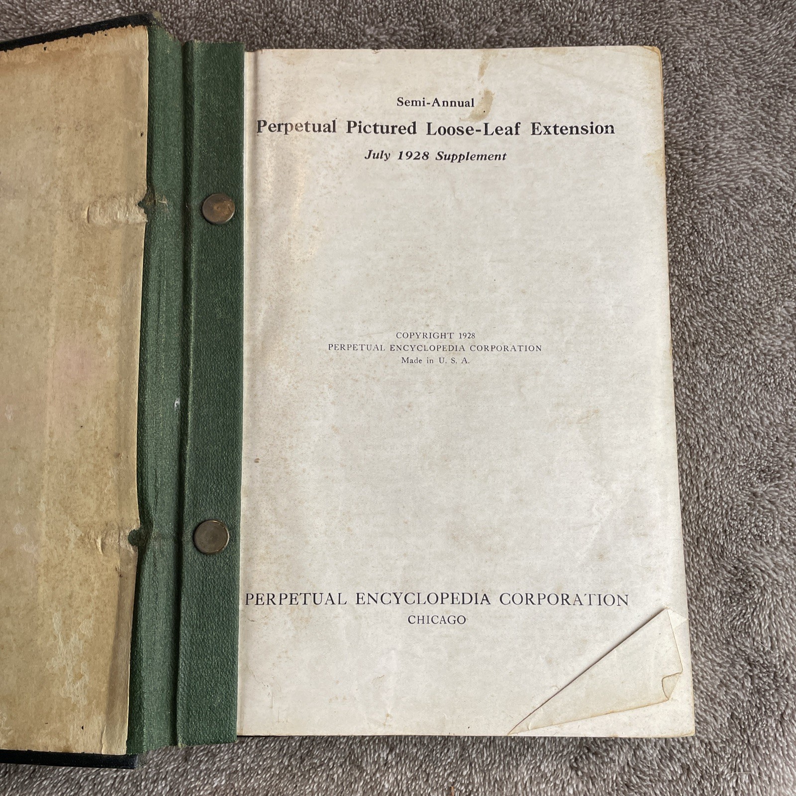 1928 Encyclopedia “Perpetual Pictured Loose Leaf Extension” The Source Book