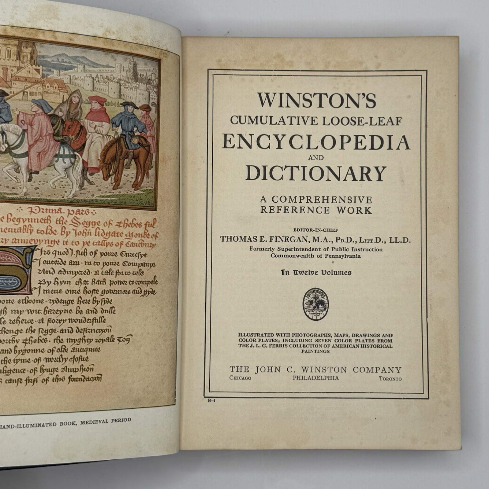 Winstons Cumulative Loose Leaf Encyclopedia Dictionary Book I & II 1920s Pair