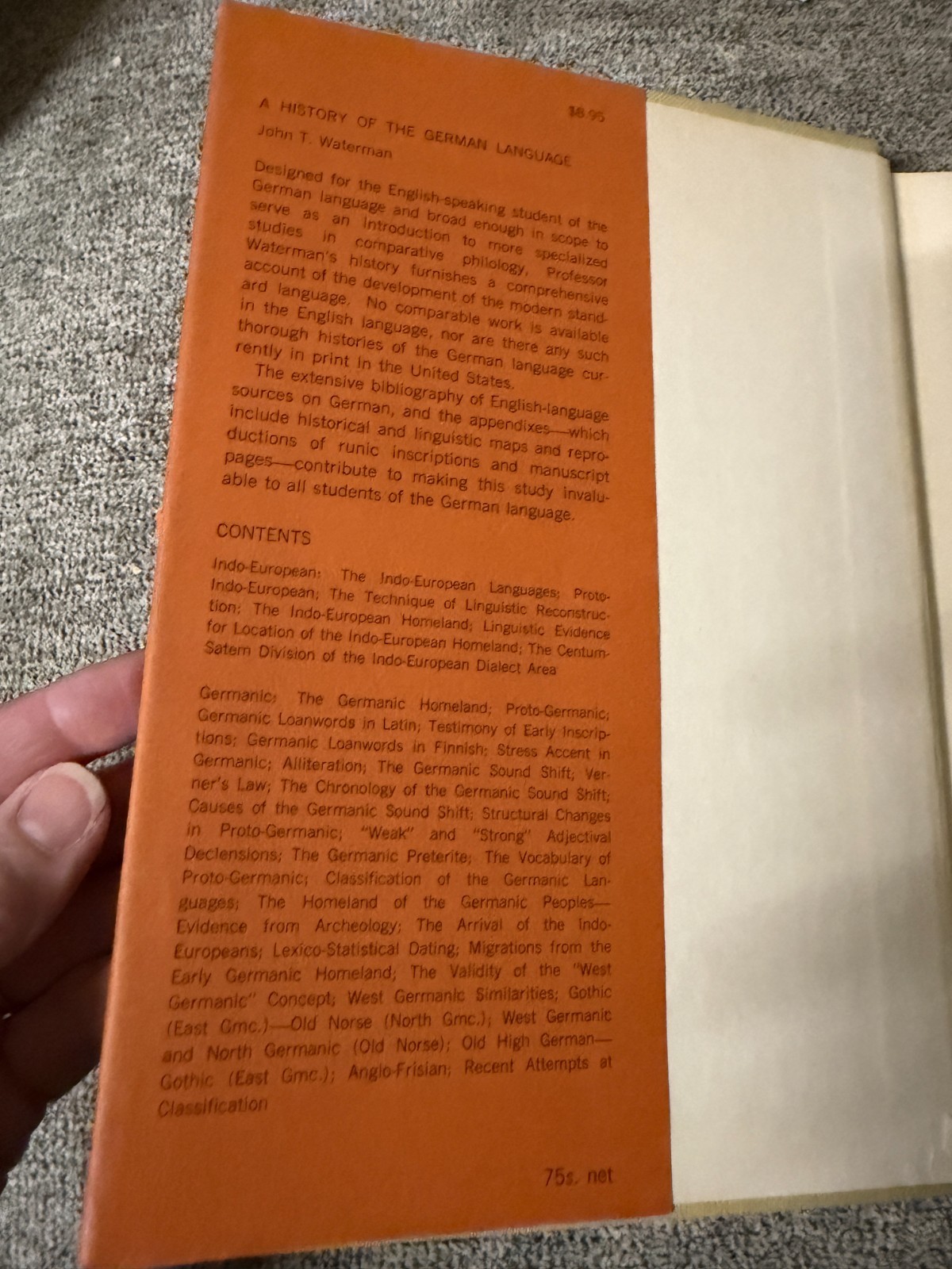 History of the German Language Waterman HC 1966 2nd Printing 1967 VG Textbook