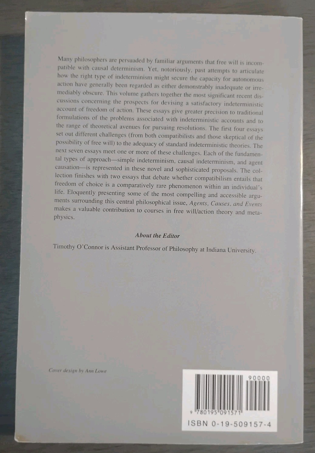 AGENTS CAUSES & EVENTS Timothy O’Connor SIGNED 1st Ed Carl Ginet DEDICATION COPY