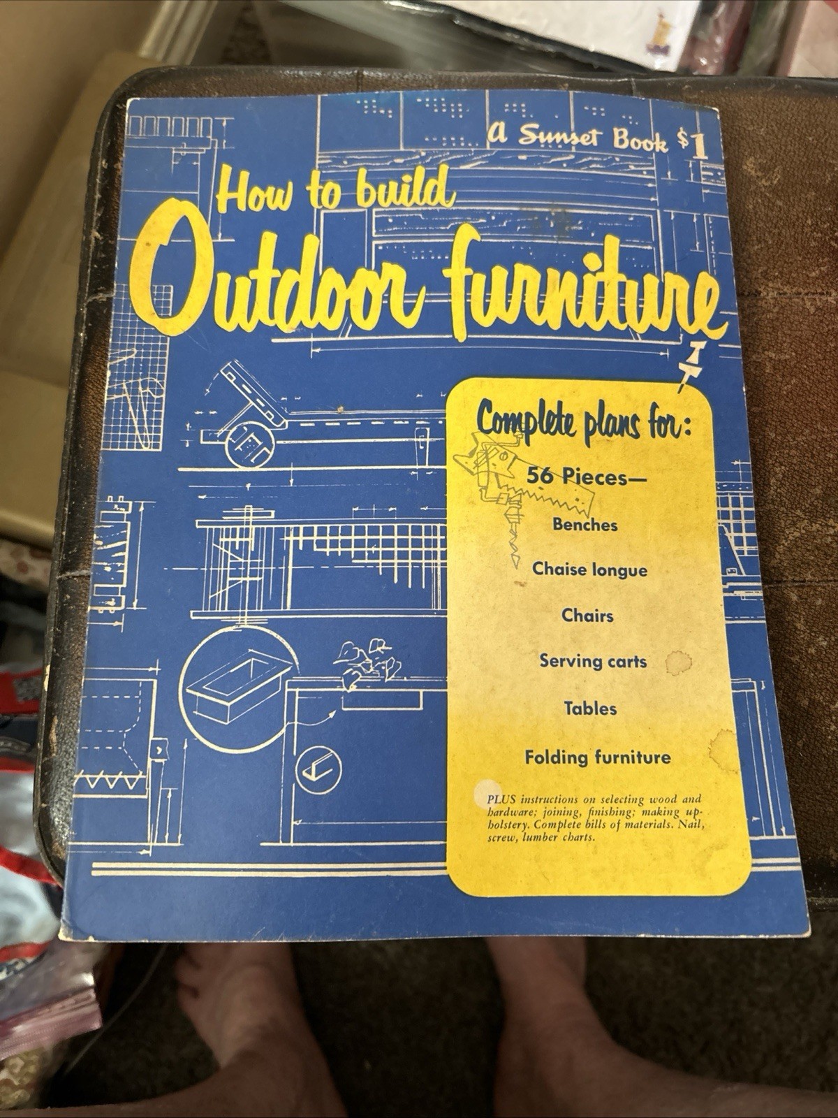 How to Build Outdoor Furniture 1953 First Edition 56 Plans Sunset PB Vtg -used