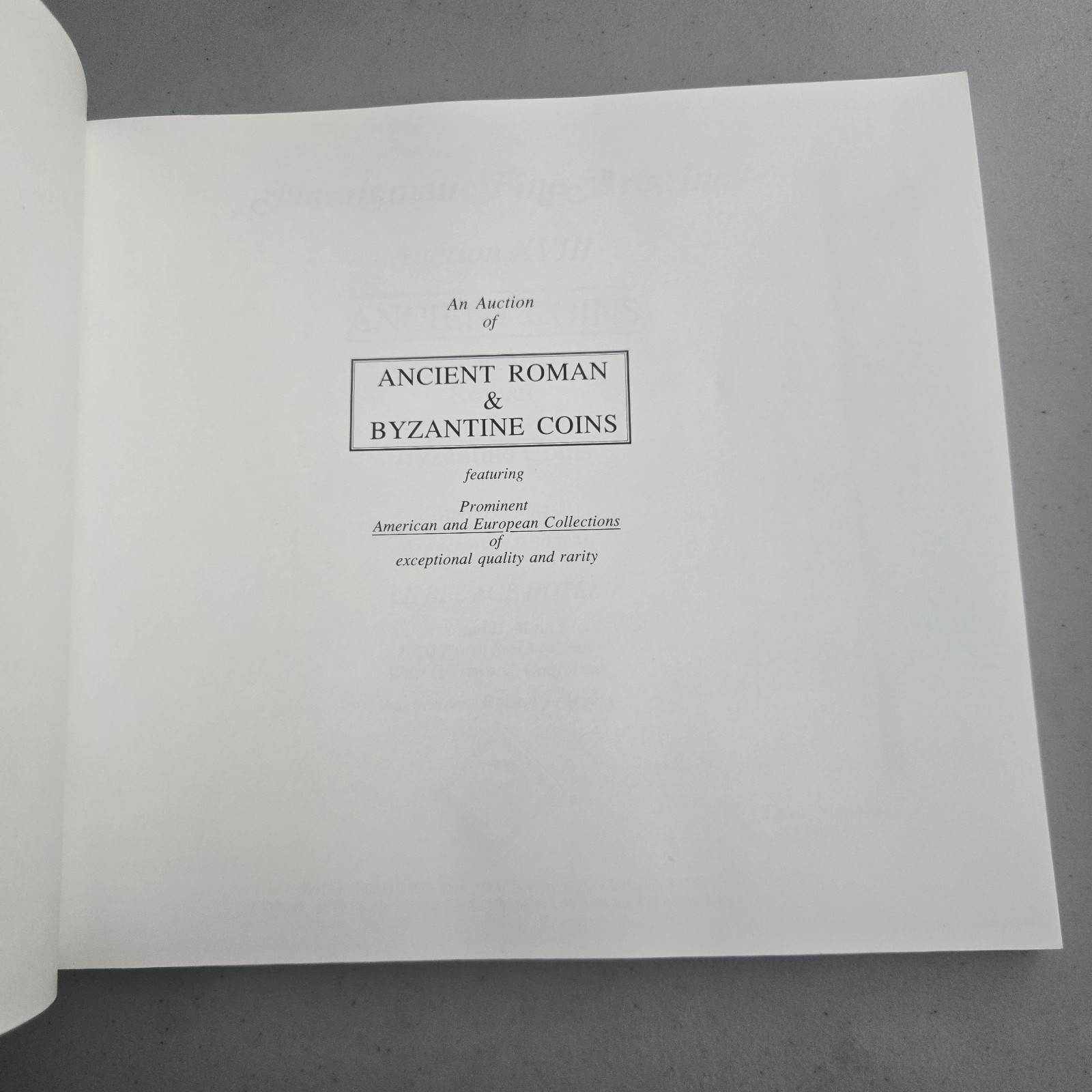 Numismatic Fine Arts Auction XVIII Ancient Coins Vtg Catalog Book 1987