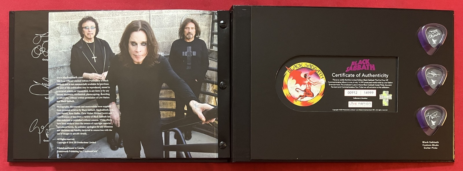 BLACK SABBATH LIMITED EDITON THE END 2016 TOUR VIP BOOK NUMBERED #