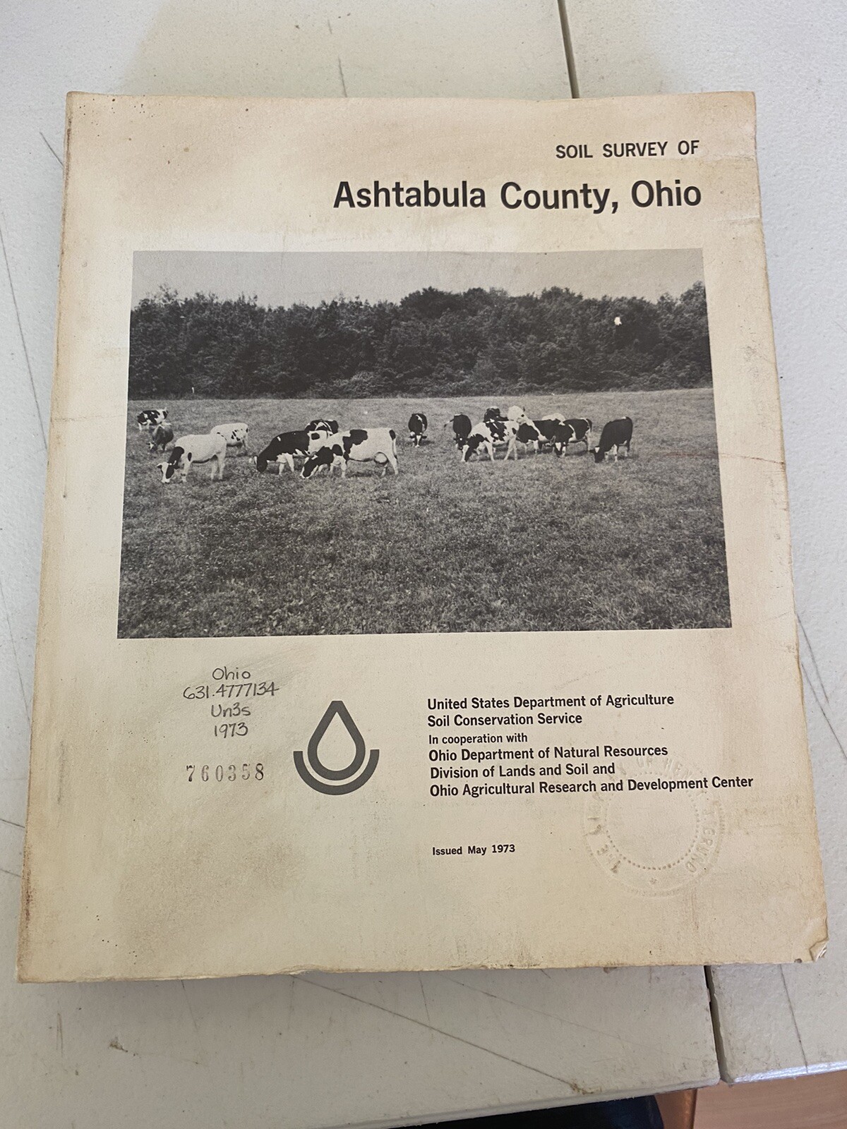 VTG 1973 AGRICULTURE SOIL SURVEY OF ASHTABULA COUNTY OHIO TOPOGRAPHICAL PB BOOK
