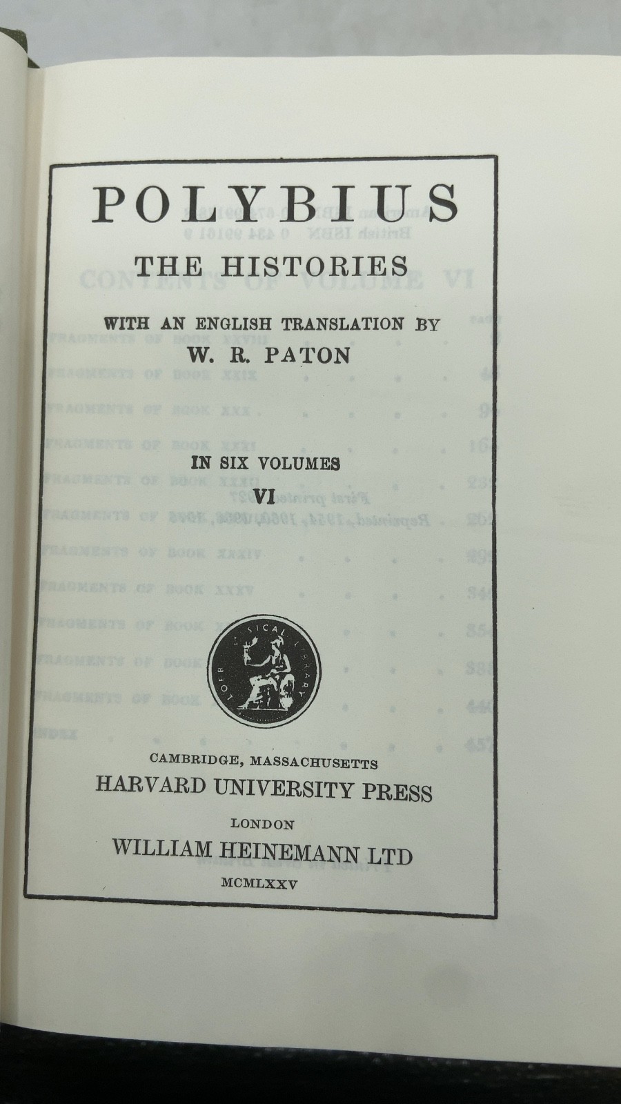 Polybius: The Histories (Loeb Classical Library, Six Volumes) Polybius (Trans…
