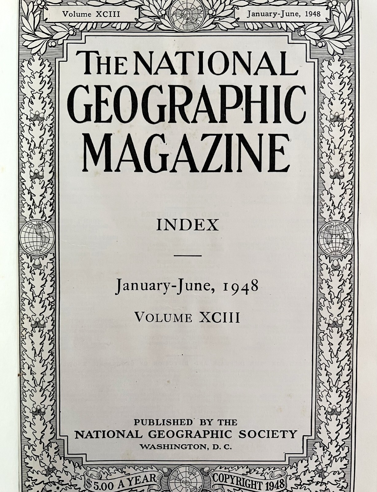 National Geographic Magazine Index Vol 93 1948 Jan-June HC First Edition BKBX7
