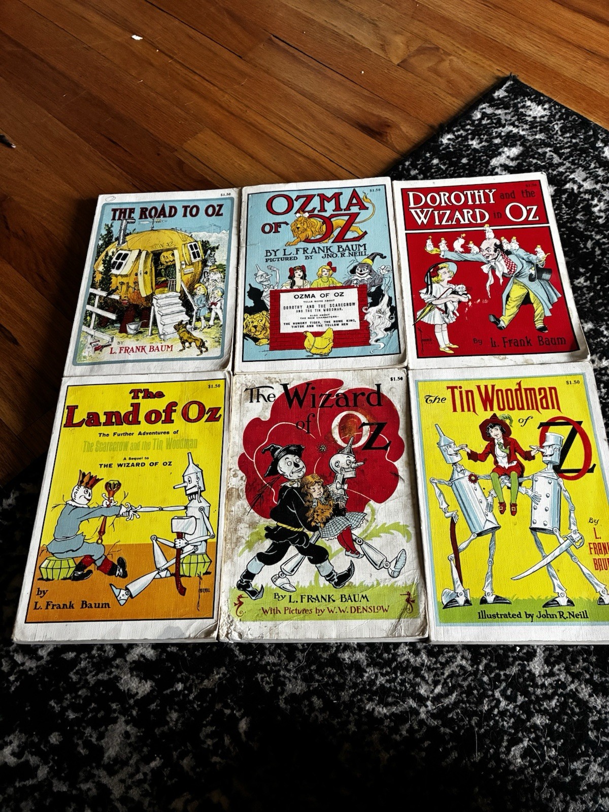 Rand McNally Set of 6 Vintage Illustrated Oz Books by L. Frank Baum Softcover
