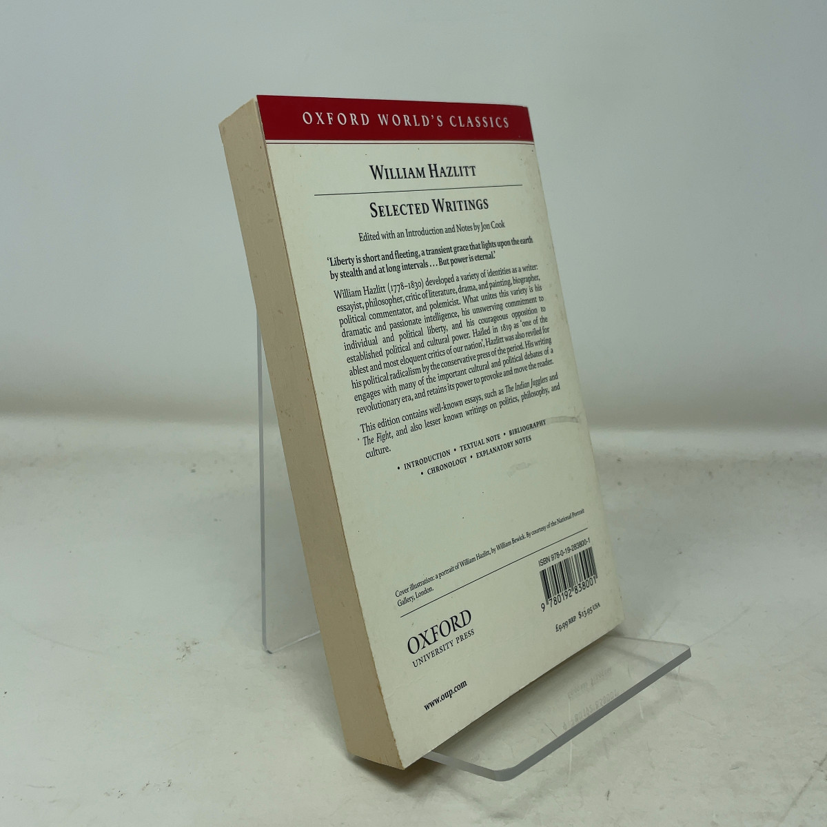 Selected Writings by William Hazlitt PB First Thus Very Good 1998
