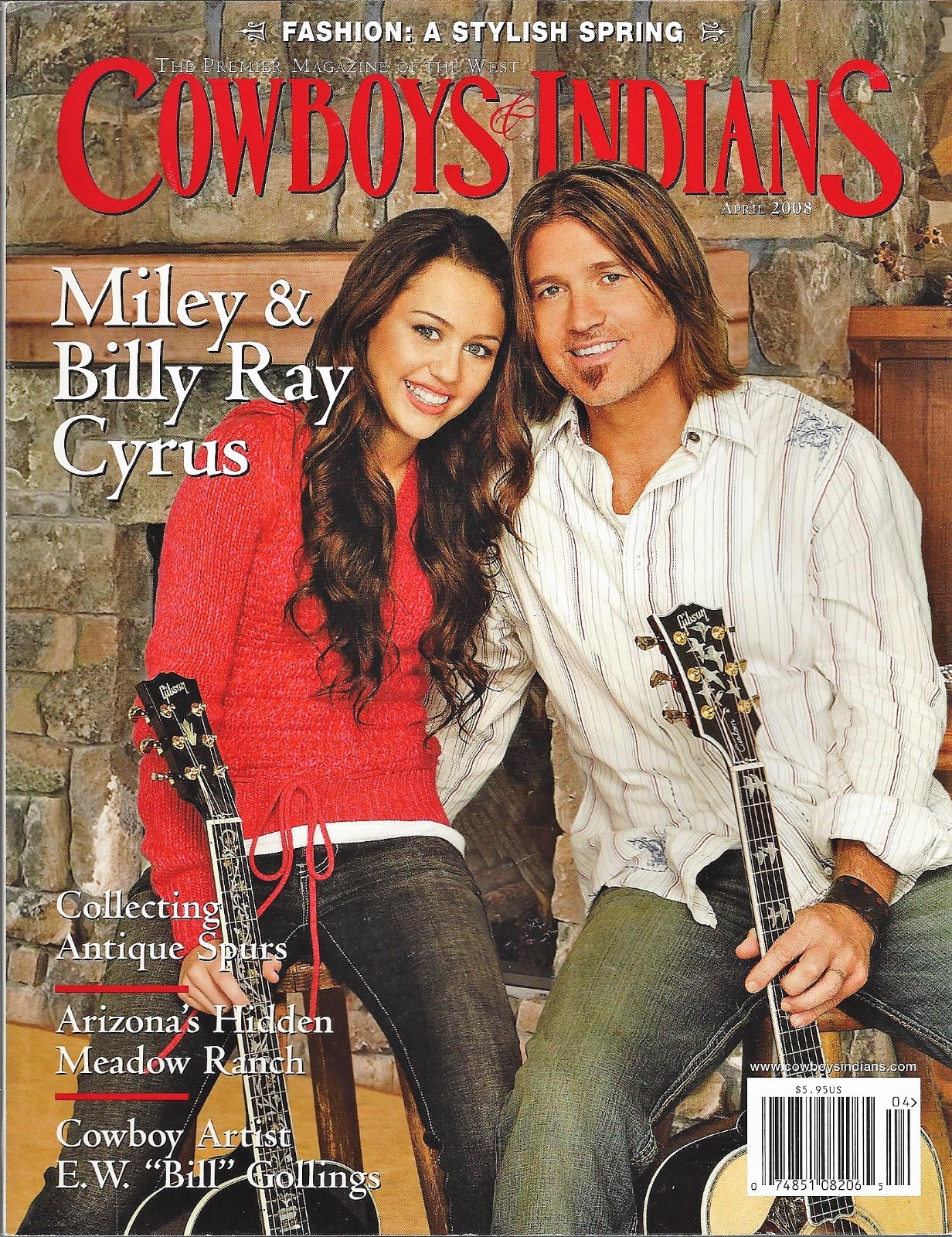 COWBOYS & INDIANS MAGAZINE ~ „MILEY & BILLY RAY CYRUS“ ~ COST $5.95 ~ 2008