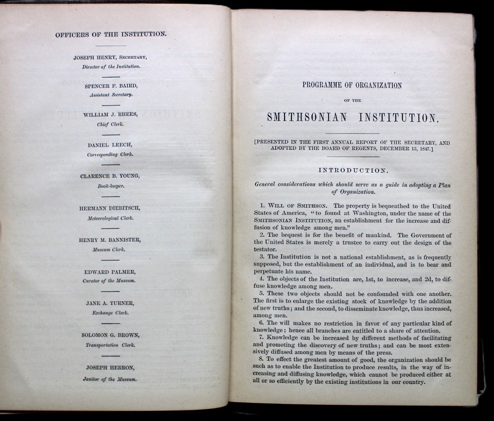 SMITHSONIAN INSTITUTION ANNUAL REPORT FOR 1871 HARDCOVER BOOK PRINTED 1873